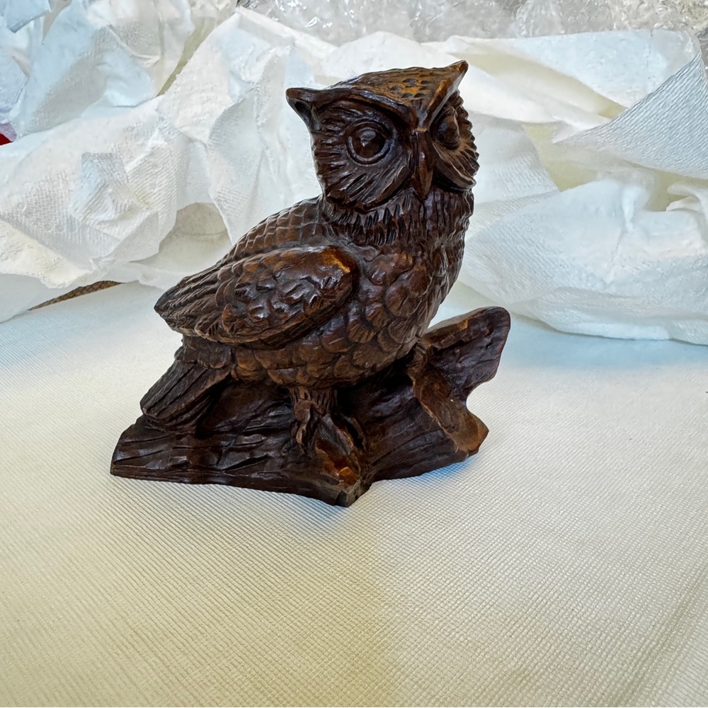 Vintage Handcrafted Brown Owl Figurine